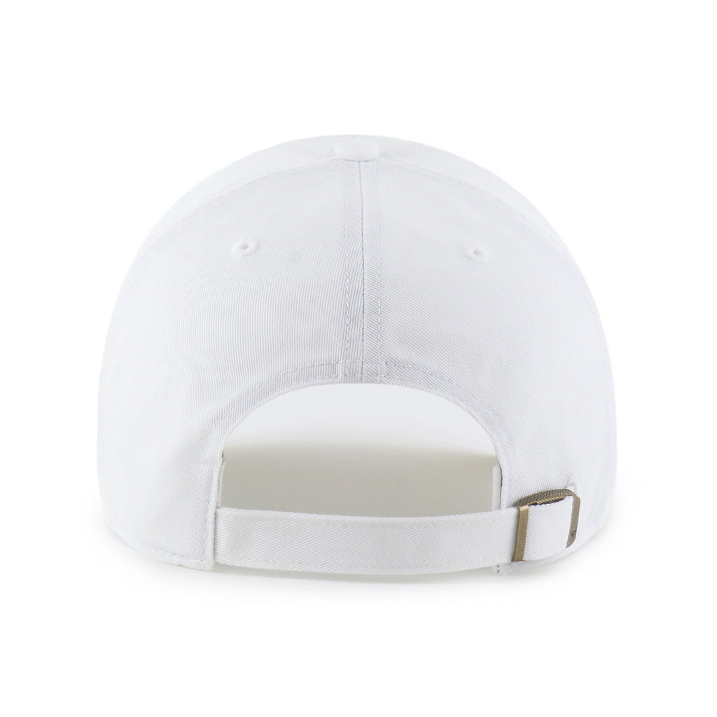 White baseball cap with a strap on a white background