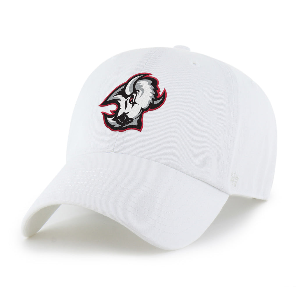 White cap with a logo on a white background