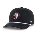 Black cap with a logo and '47' brand on a white background