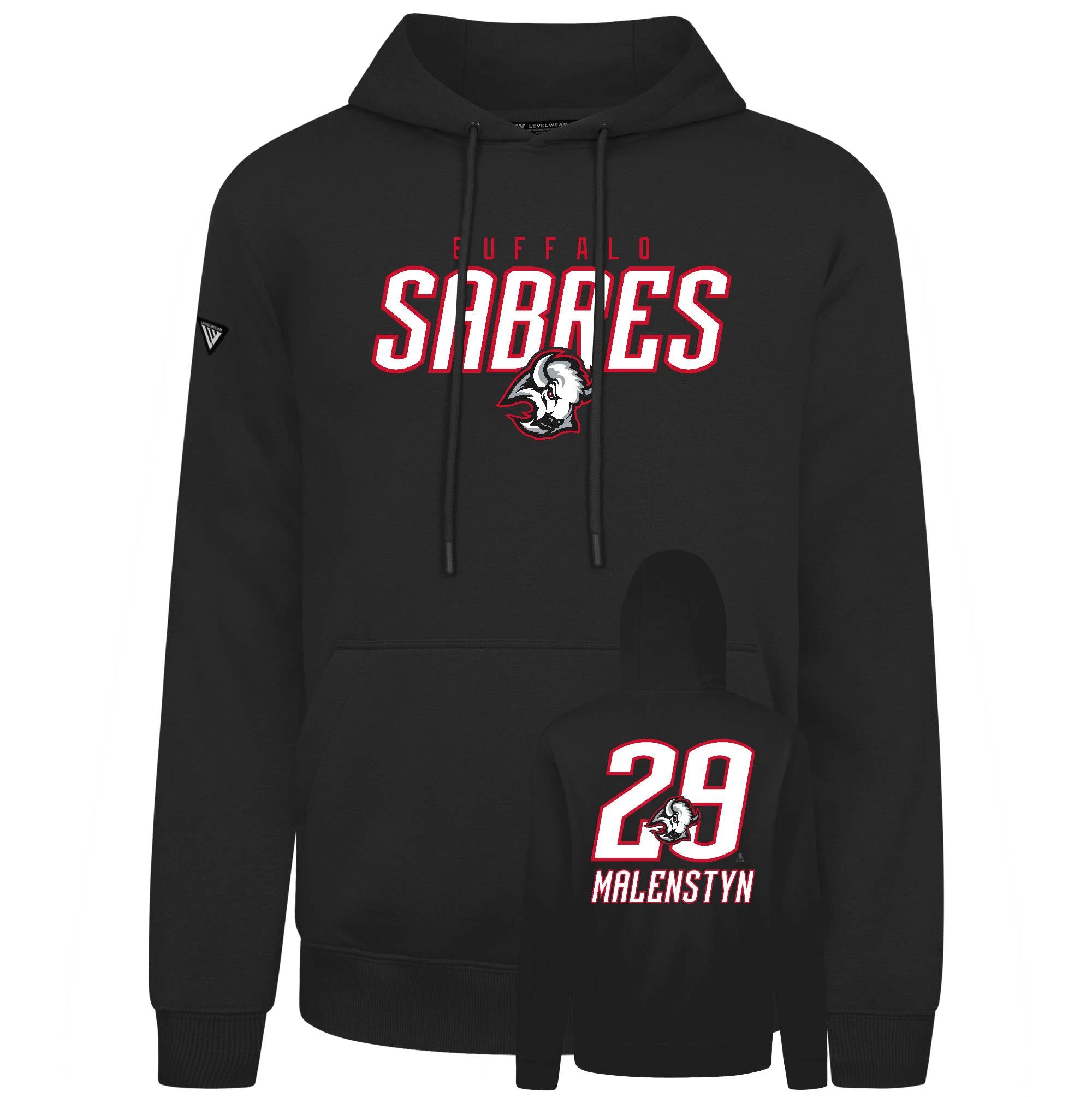 Black hoodie with 'Buffalo Sabres' logo and number 29 on a white background