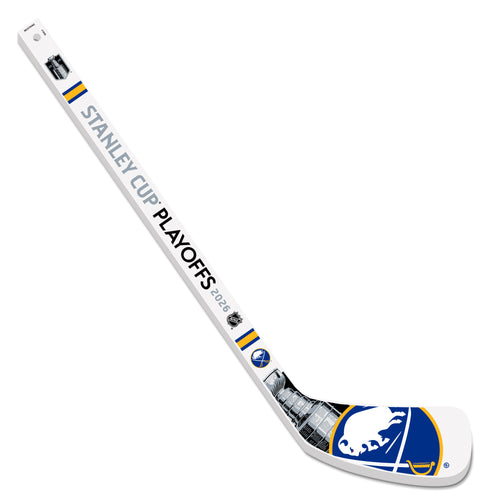 Hockey stick with Stanley Cup Playoffs branding on a white background
