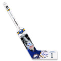 Hockey stick with Stanley Cup playoffs branding and a player's image on a white background