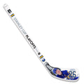 Hockey stick with player image and Stanley Cup Playoffs text on a white background