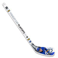 Hockey stick with player image and 'Stanley Cup Playoffs' text on a white background