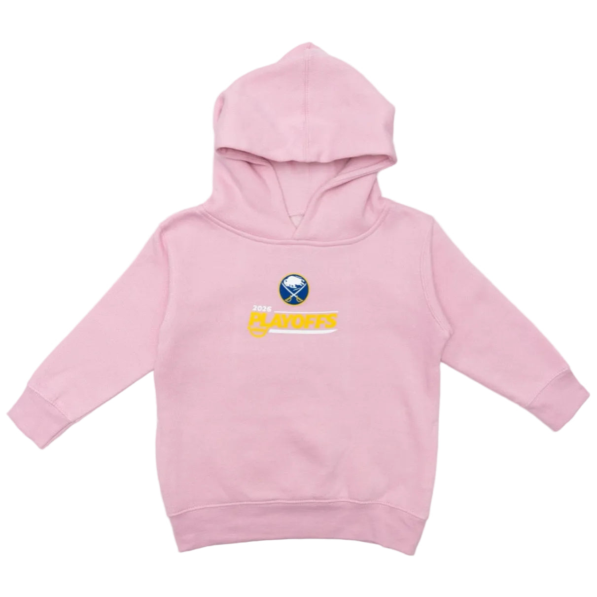Pink hoodie with a logo and text on a white background