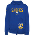 Blue hoodie with 'Buffalo Sabres' and number '22 Quinn' on a white background