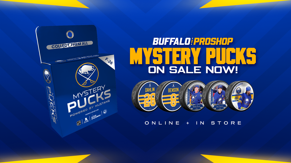 Promotional graphic for Buffalo Proshop Mystery Pucks on sale