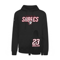 Black hoodie with 'Buffalo Sabres' and number '23' design on a white background