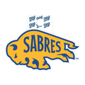 Buffalo Sabres logo with blue and yellow colors on a white background