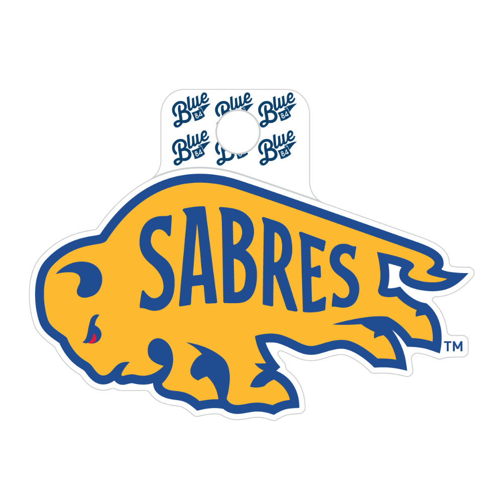 Buffalo Sabres logo with blue and yellow colors on a white background