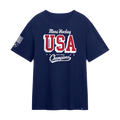 Navy blue t-shirt with 'Mens Hockey USA Gold Medal Champions' text on a white background