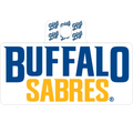 Buffalo Sabres logo with blue and yellow text on a white background