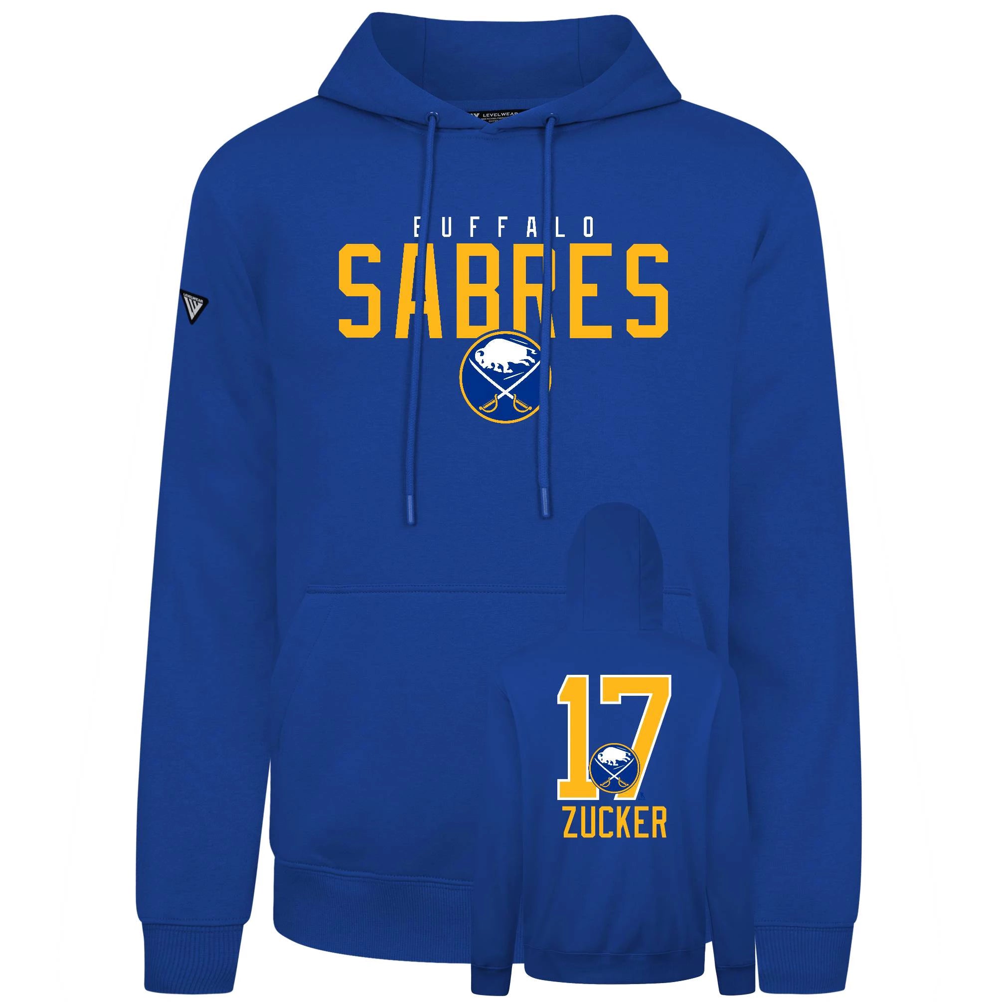 Blue hoodie with 'Buffalo Sabres' and number '17' printed on a white background