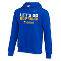 Nike Blue hoodie with 'Let's Go Buffalo!' text and Buffalo Sabres 2026 Playoffs team logo