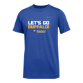 Blue t-shirt with 'Let's Go Buffalo!' text and Nike logo and Buffalo Sabres 2026 Playoff Logo