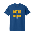 Blue t-shirt with 'Buffalo vs Everybody' text and buffalo sabres logo centered underneath